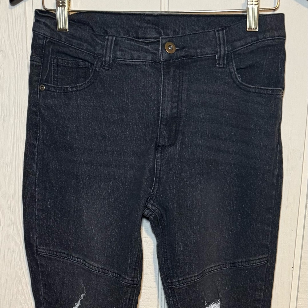 Quad Seven Black Denim Jeans Boys size 16 Distressed